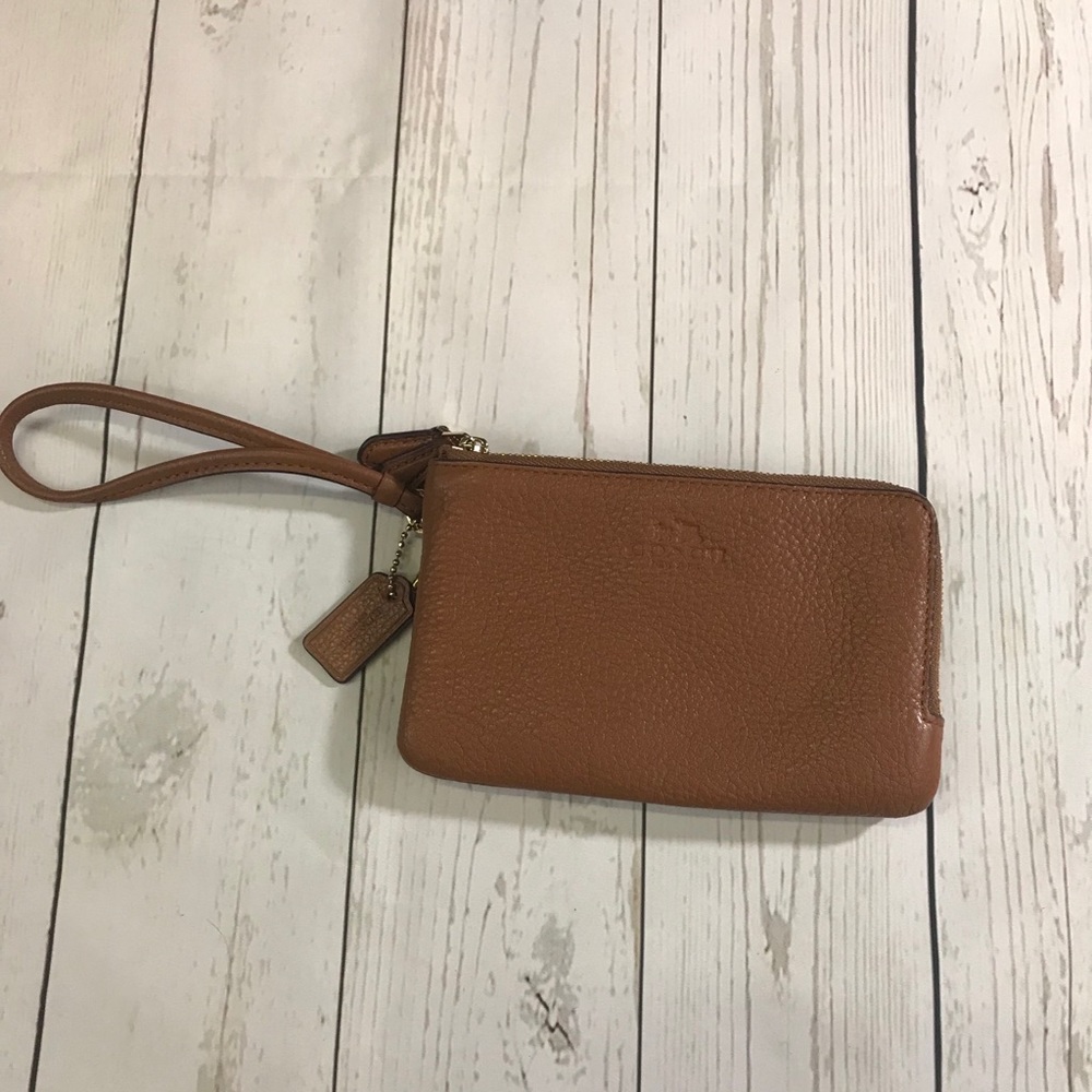 Coach Cognac Double Zip Wristlet
